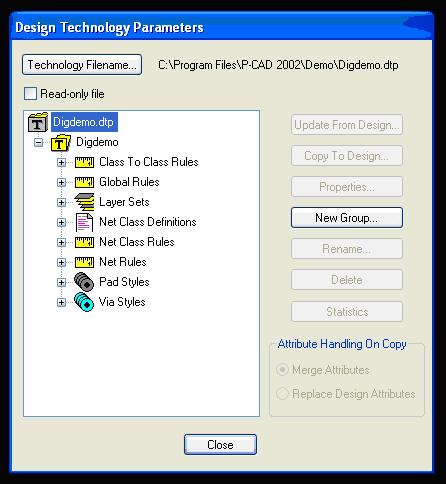 Файл технологических параметров в P-CAD